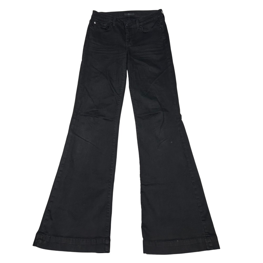 7 For All Mankind Dojo Jeans Womens 27 Nightblack Tonal Flare Wide Leg